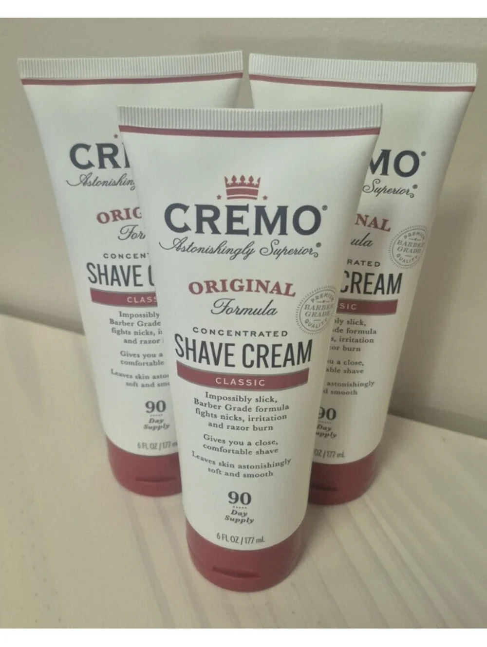 Lot of 3 Cremo Shave Cream Men's Original Formula Concentrated Classic 6 oz ea